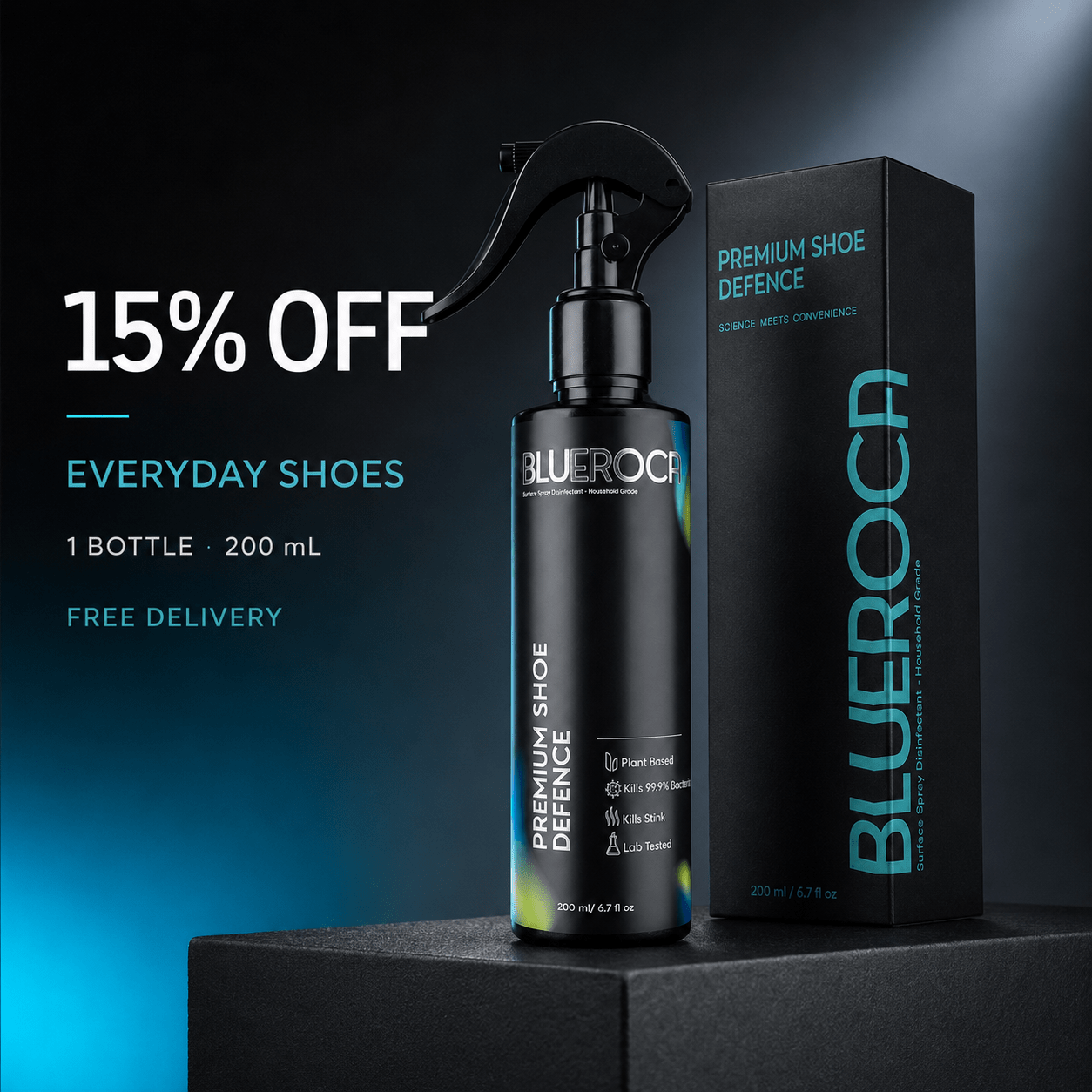 Bluecoca Shoe Defence Shoe deodoriser and Shoe disinfectant by Blueroca